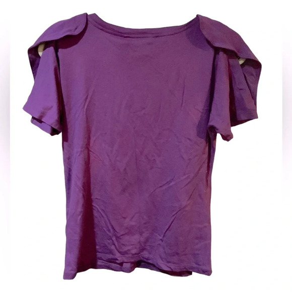 NWT Armani Exchange Purple Knit Top Shirt with Fancy Short Sleeves Sz Small - Picture 2 of 3
